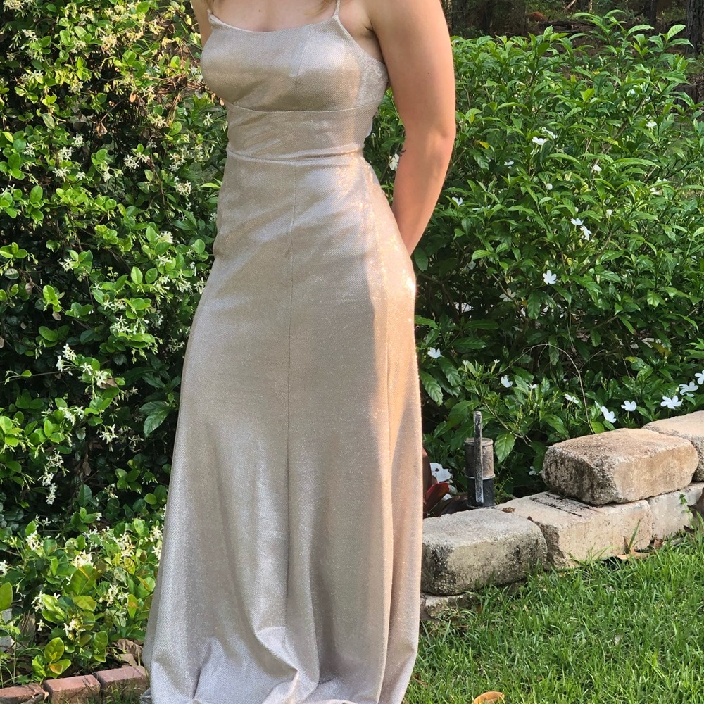 B Darlin Gold Glitter Mermaid Gown Open back Dress Homecoming Prom  7/8